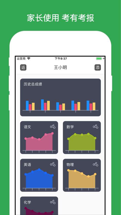 考有考报 - 家长老师实用考试分数记录工具