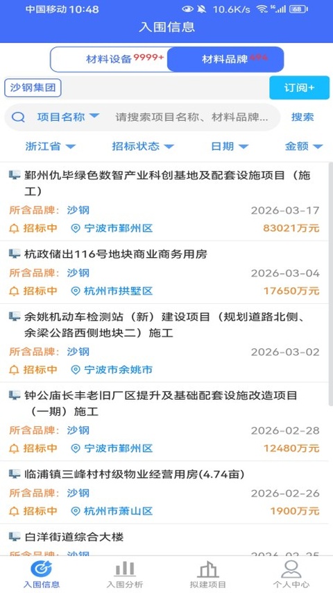 行行入围信息